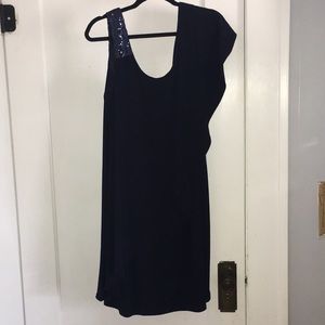 Navy Blue Off the Shoulder Shift Dress